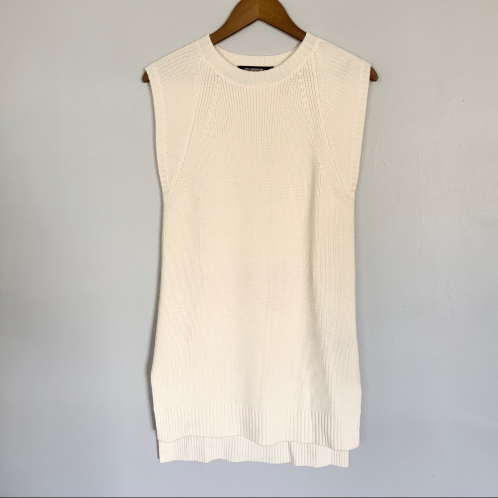 TESS GIBERSON Ivory Sleeveless Rib-Knit Sweater